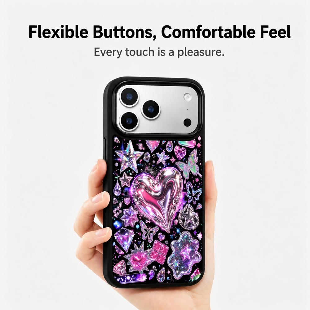 Compatible with iPhone 18 Pro Max & 17 Pro Max Colorful Painting PC Silicone Magnetic Phone Case - Chrome Heart Fragments