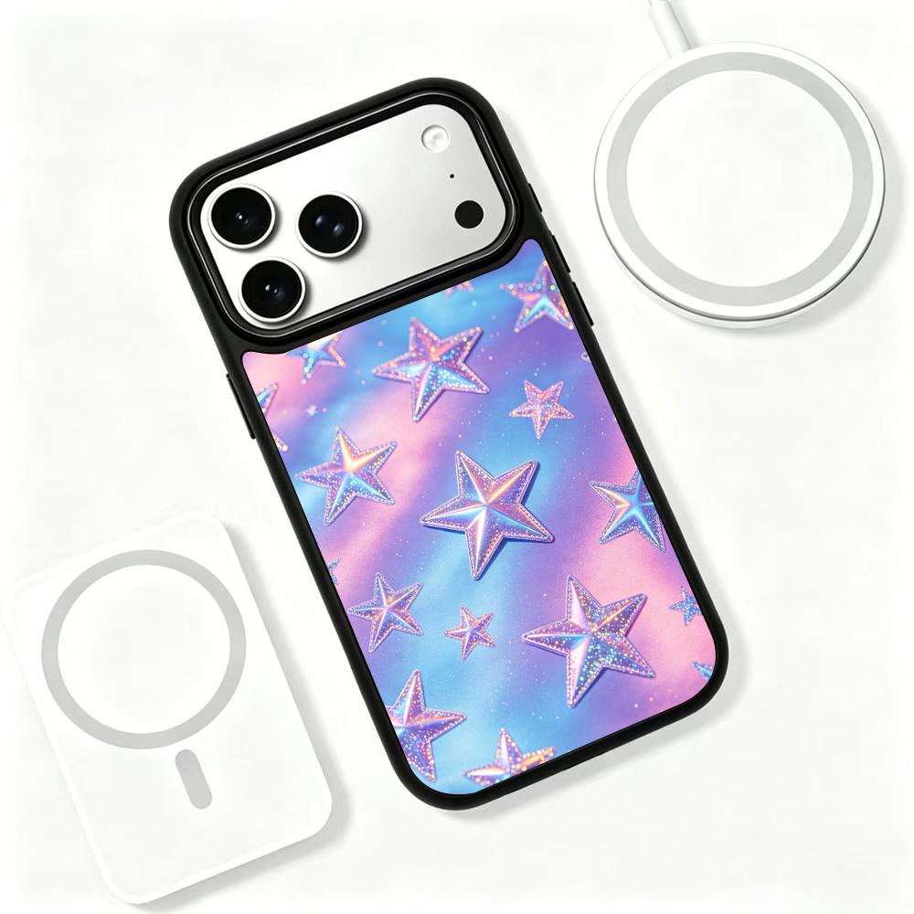 Compatible with iPhone 18 Pro Max & 17 Pro Max Colorful Painting PC Silicone Magnetic Phone Case - Starry Snow Island