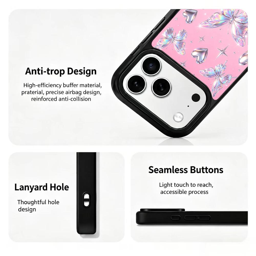 Compatible with iPhone 18 Pro Max & 17 Pro Max Colorful Painting PC Silicone Magnetic Phone Case - Foundation Star Butterfly