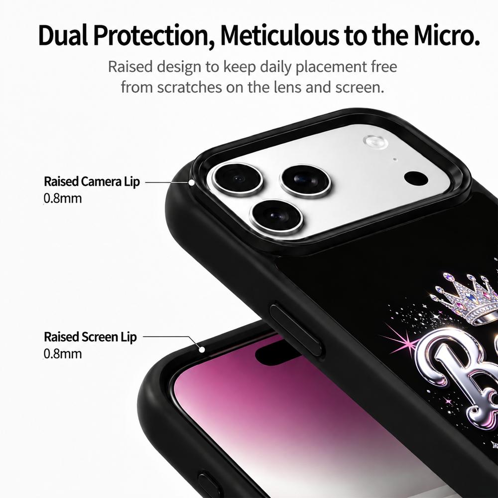 Compatible with iPhone 18 Pro Max & 17 Pro Max Colorful Painting PC Silicone Magnetic Phone Case - Baby Girl Metal Letters