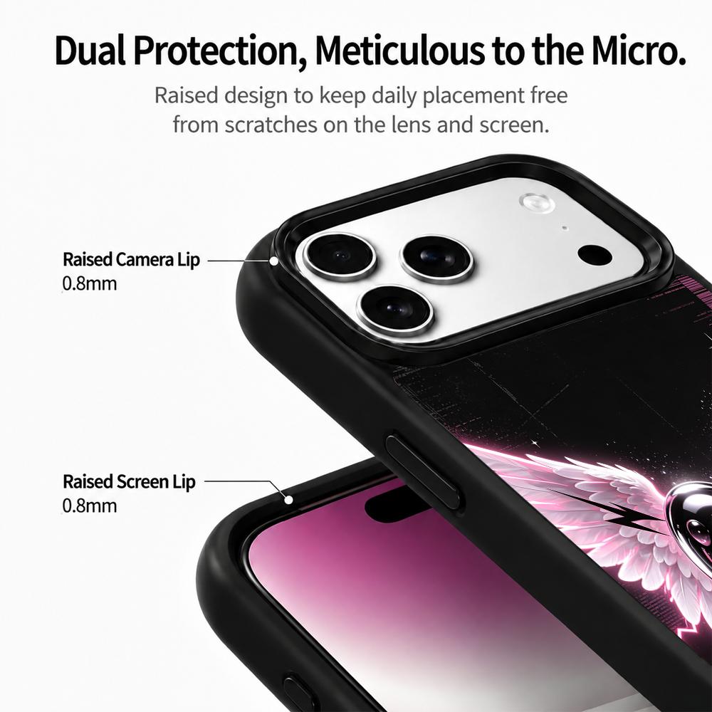 Compatible with iPhone 18 Pro Max & 17 Pro Max Colorful Painting PC Silicone Magnetic Phone Case - Wing Crack Heart
