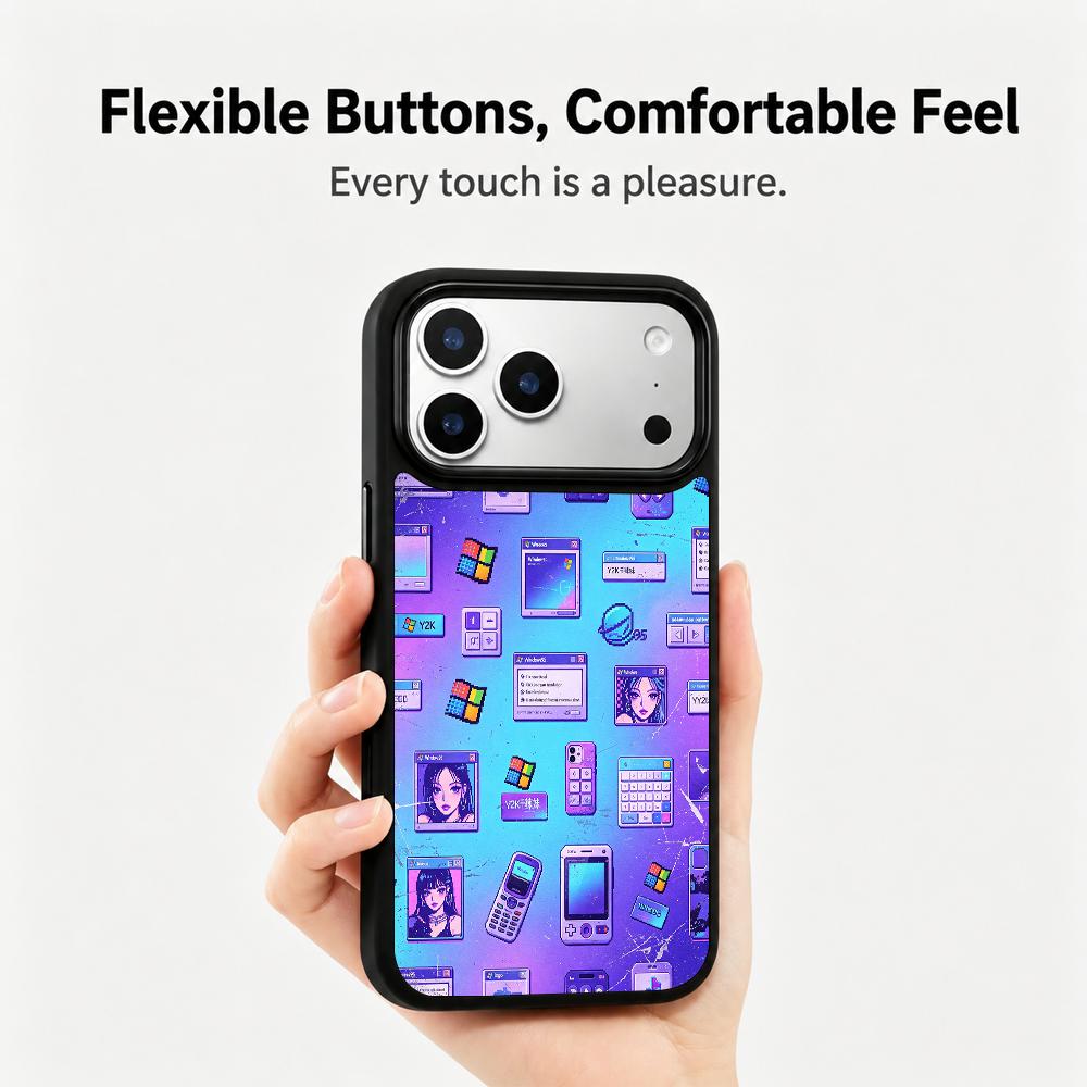 Compatible with iPhone 18 Pro & 17 Pro Colorful Painting PC Silicone Magnetic Phone Case - Cyber ??Old Age Electronics Y2K