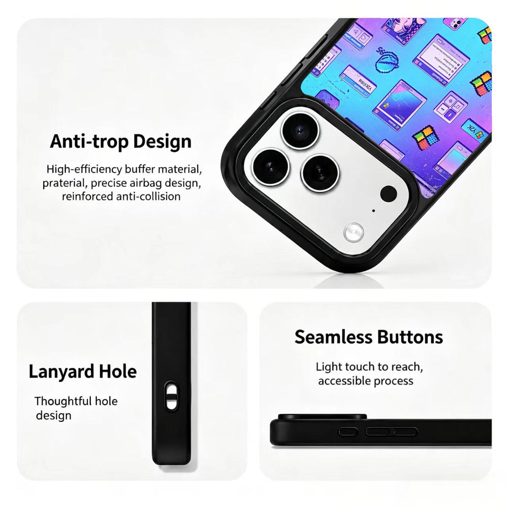 Compatible with iPhone 18 Pro & 17 Pro Colorful Painting PC Silicone Magnetic Phone Case - Cyber ??Old Age Electronics Y2K