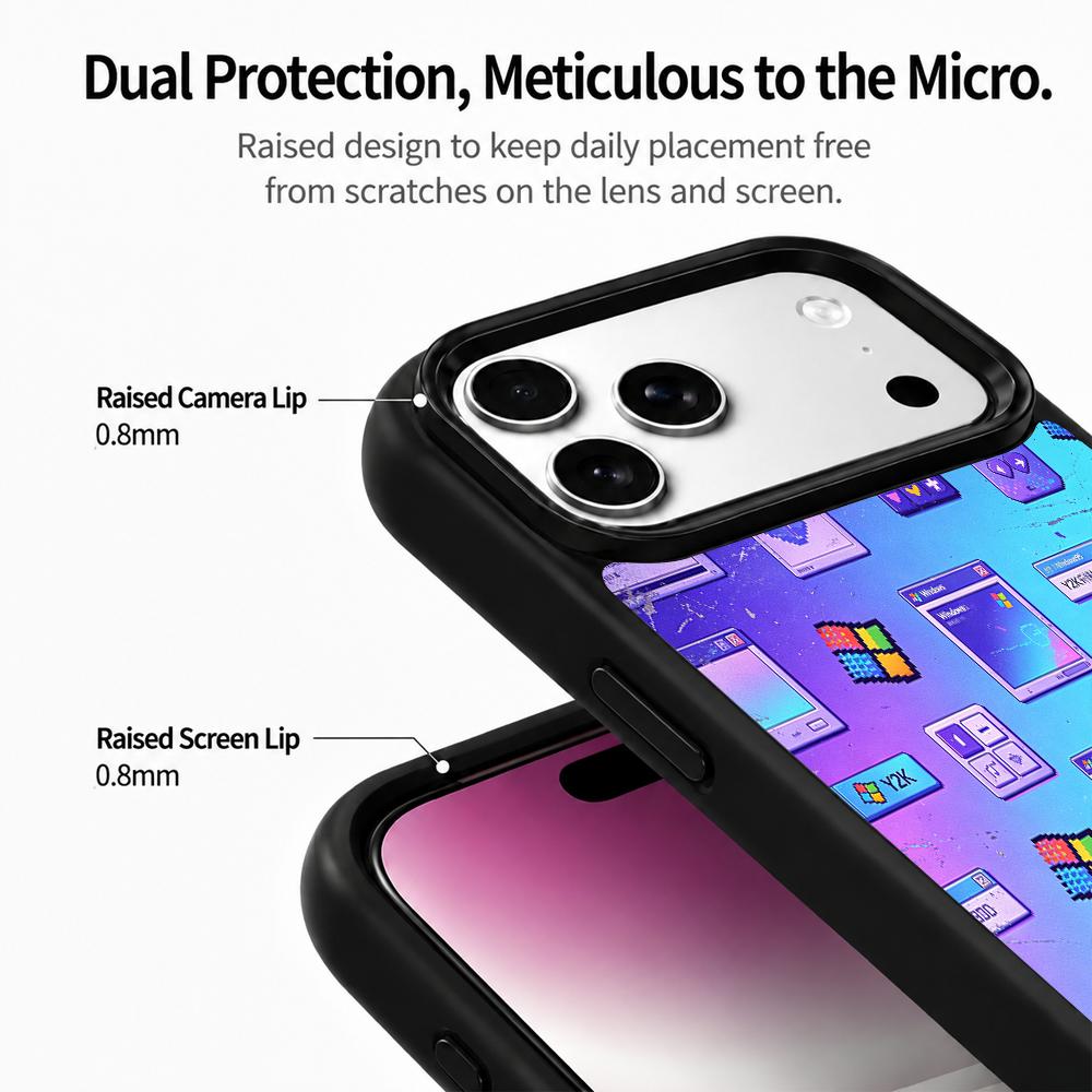 Compatible with iPhone 18 Pro & 17 Pro Colorful Painting PC Silicone Magnetic Phone Case - Cyber ??Old Age Electronics Y2K