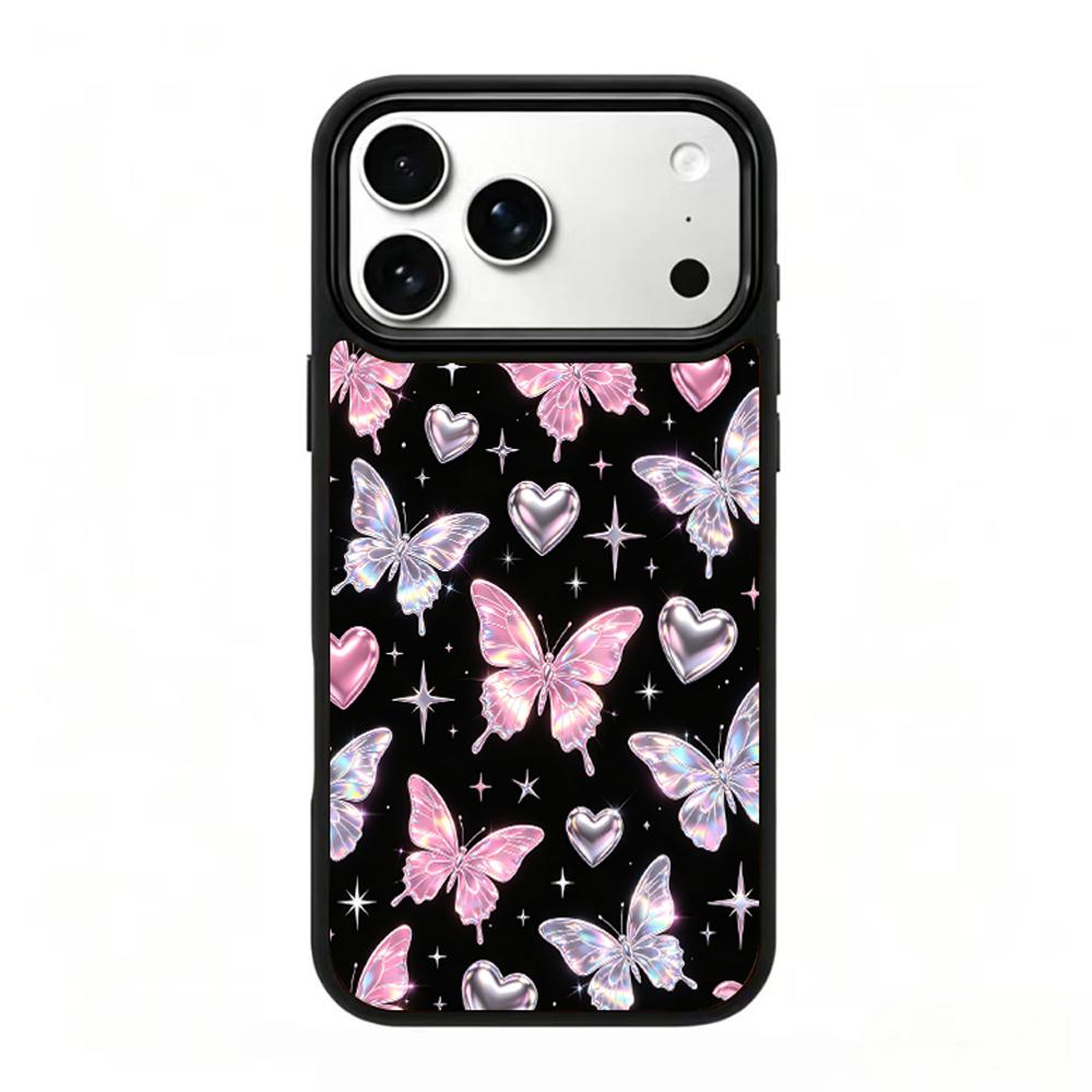 Compatible with iPhone 18 Pro & 17 Pro Colorful Painting PC Silicone Magnetic Phone Case - Dark Night Butterfly Dream