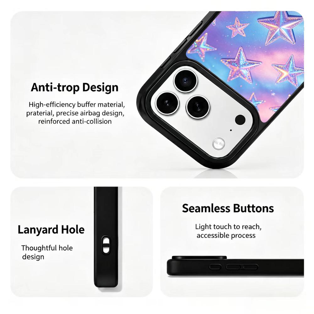 Compatible with iPhone 18 Pro & 17 Pro Colorful Painting PC Silicone Magnetic Phone Case - Starry Snow Island
