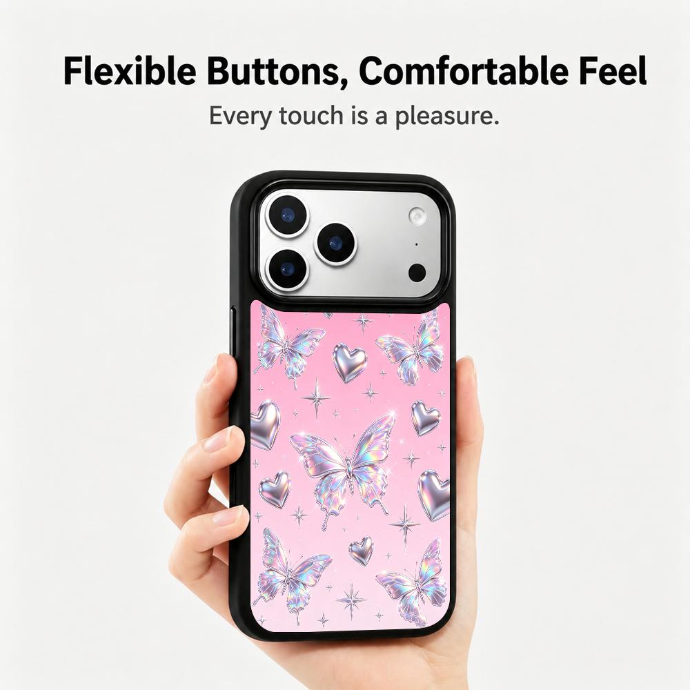 Compatible with iPhone 18 Pro & 17 Pro Colorful Painting PC Silicone Magnetic Phone Case - Foundation Star Butterfly