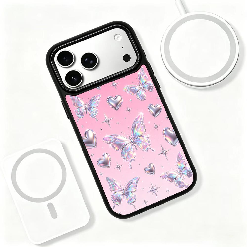 Compatible with iPhone 18 Pro & 17 Pro Colorful Painting PC Silicone Magnetic Phone Case - Foundation Star Butterfly