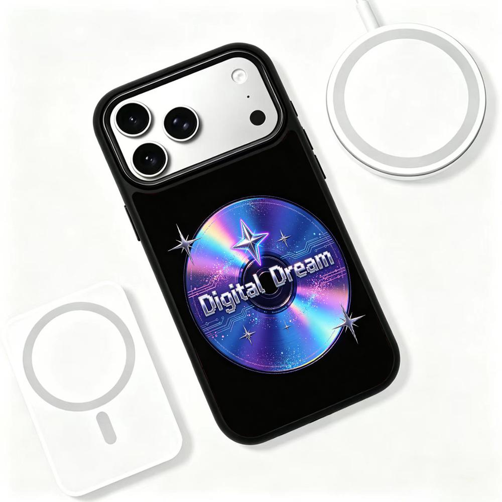 Compatible with iPhone 18 Pro & 17 Pro Colorful Painting PC Silicone Magnetic Phone Case - DigitalDream Laser CD