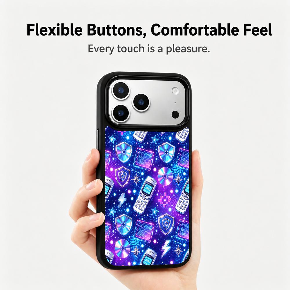 Compatible with iPhone 18 Pro Max & 17 Pro Max Colorful Painting PC Silicone Magnetic Phone Case - Millennium Retro Telecom Cyber ??Texture