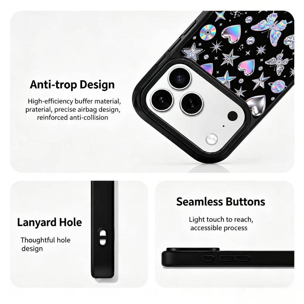 Compatible with iPhone 18 Pro Max & 17 Pro Max Colorful Painting PC Silicone Magnetic Phone Case - Holographic Iridescence