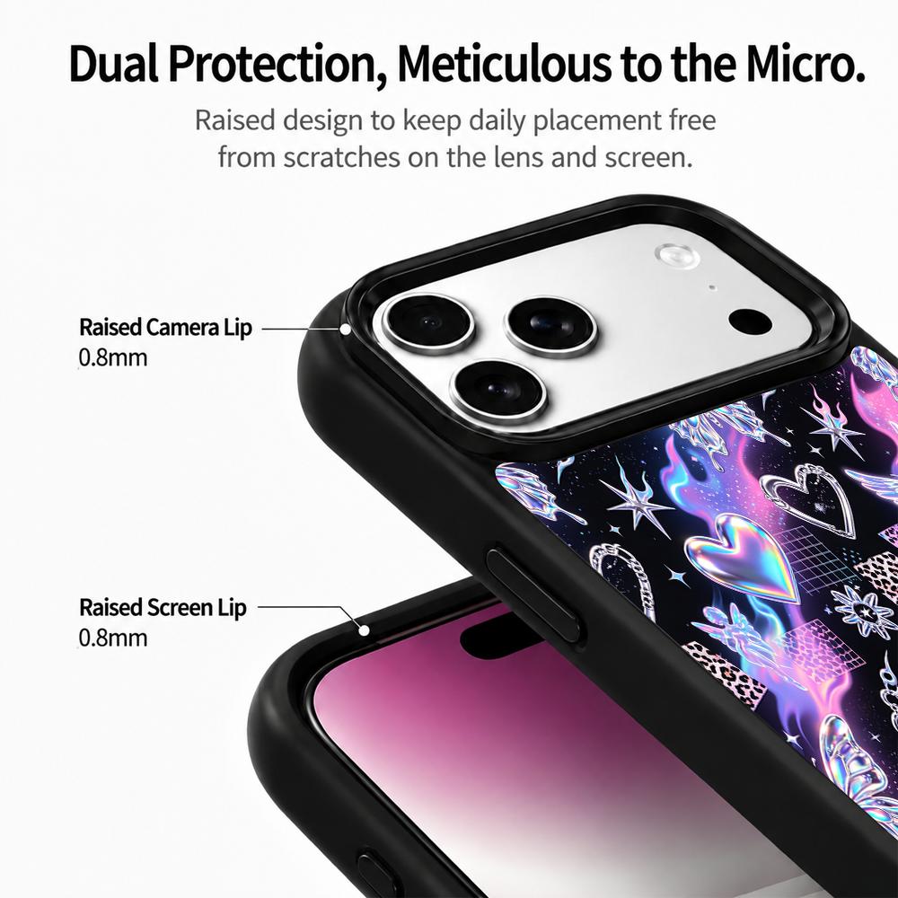 Compatible with iPhone 18 Pro Max & 17 Pro Max Colorful Painting PC Silicone Magnetic Phone Case - Flame Butterfly Mix