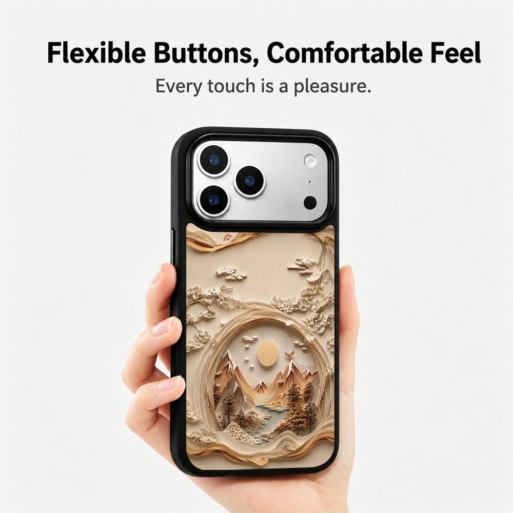 Compatible with iPhone 18 Pro Max & 17 Pro Max Earth Series PC Silicone Magnetic Phone Case - Earthy Mountain Realm