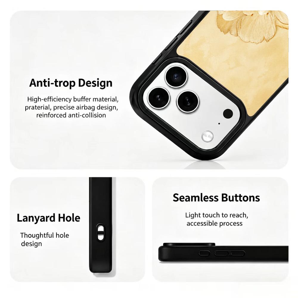 Compatible with iPhone 18 Pro Max & 17 Pro Max Earth Series PC Silicone Magnetic Phone Case - Earthy Peony