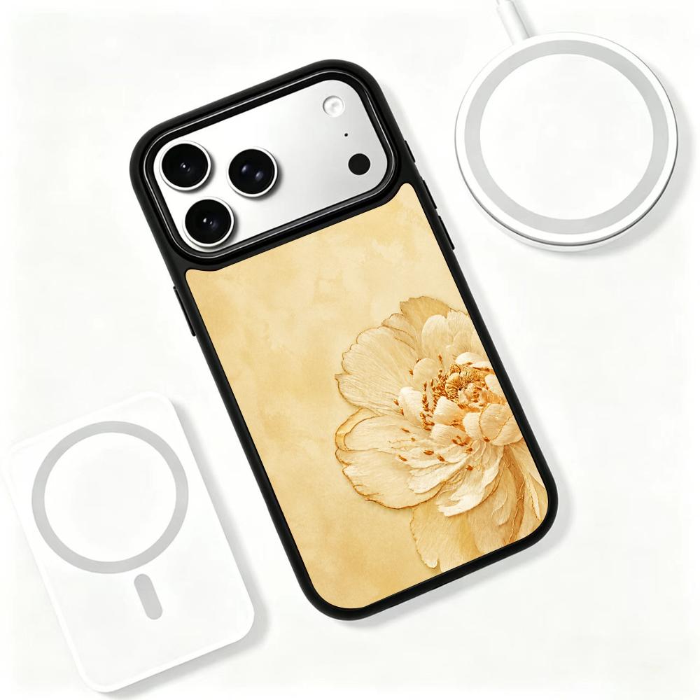 Compatible with iPhone 18 Pro Max & 17 Pro Max Earth Series PC Silicone Magnetic Phone Case - Earthy Peony