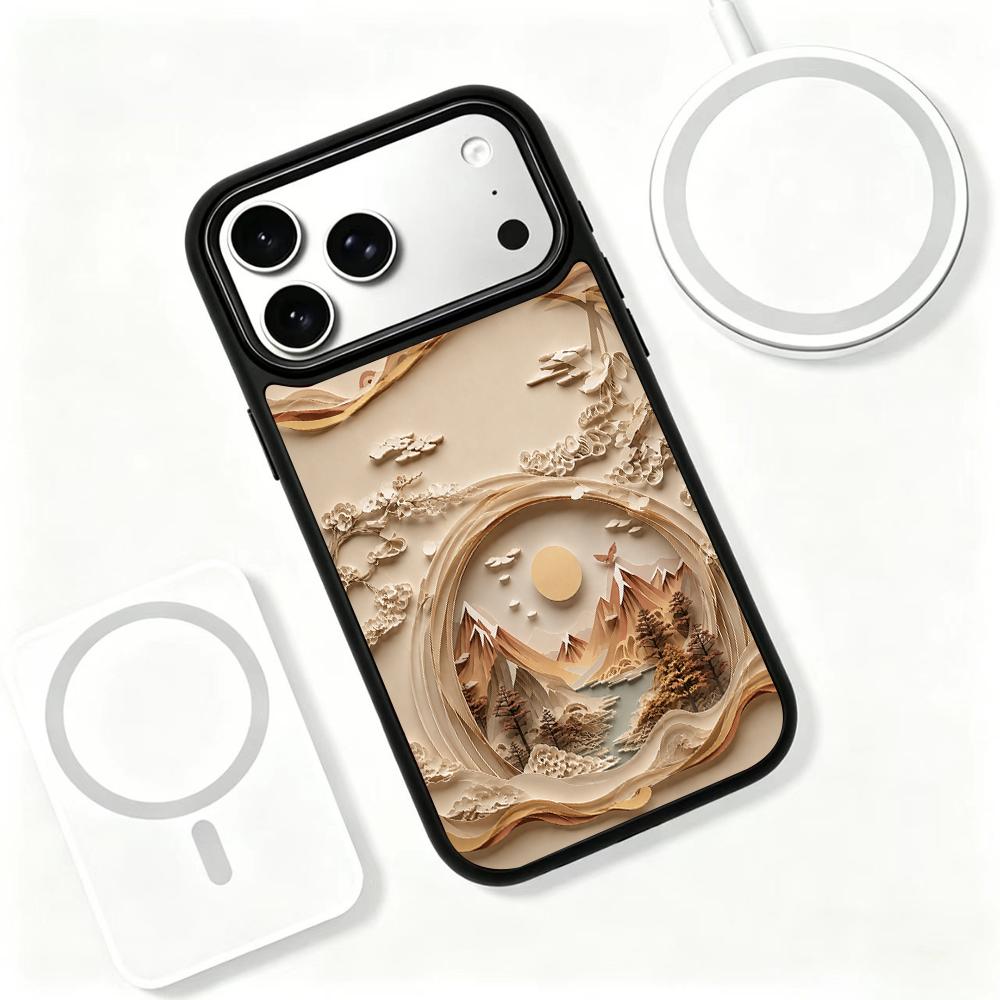 Compatible with iPhone 18 Pro & 17 Pro Earth Series PC Silicone Magnetic Phone Case - Earthy Mountain Realm