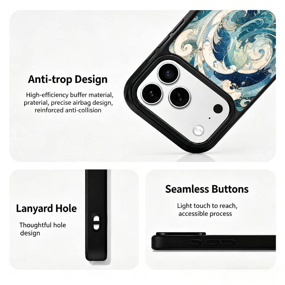 Compatible with iPhone 18 Pro Max & 17 Pro Max Water Series PC Silicone Magnetic Phone Case - Water Ripples