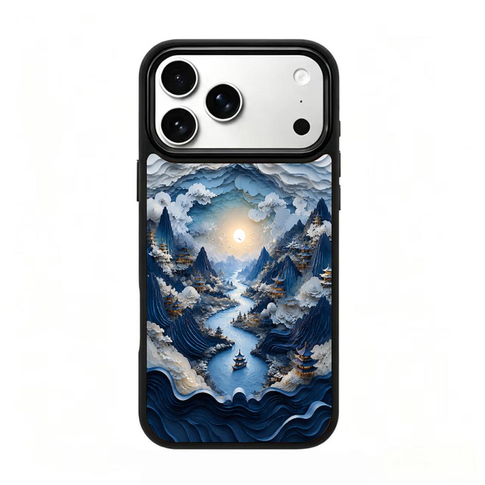 Compatible with iPhone 18 Pro Max & 17 Pro Max Water Series PC Silicone Magnetic Phone Case - Water Narcissus River Scenery