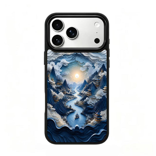 Compatible with iPhone 18 Pro Max & 17 Pro Max Water Series PC Silicone Magnetic Phone Case - Water Narcissus River Scenery