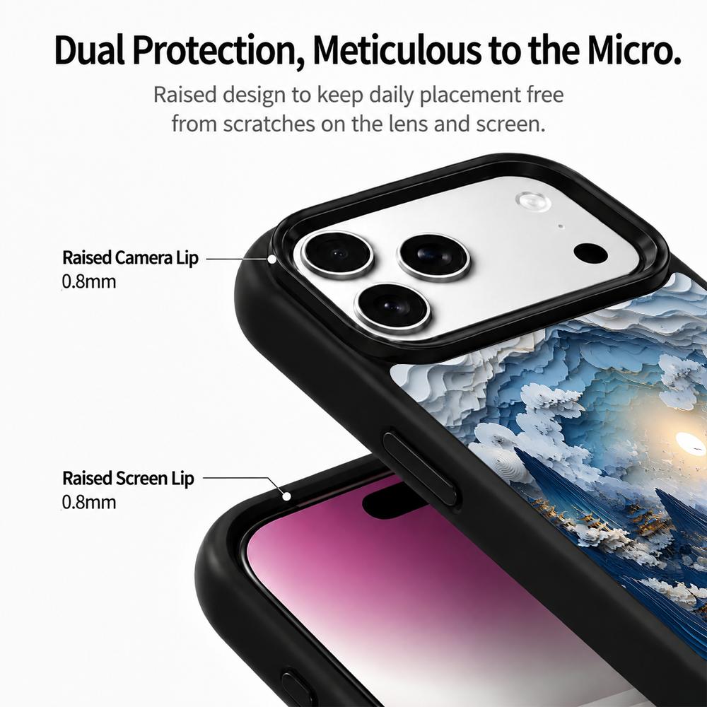 Compatible with iPhone 18 Pro Max & 17 Pro Max Water Series PC Silicone Magnetic Phone Case - Water Narcissus River Scenery