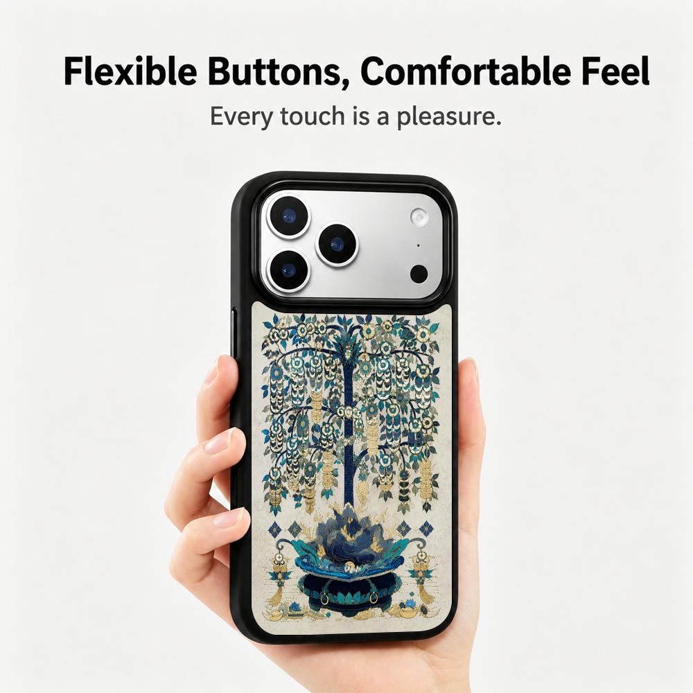 Compatible with iPhone 18 Pro Max & 17 Pro Max Water Series PC Silicone Magnetic Phone Case - Water Wealth Tree