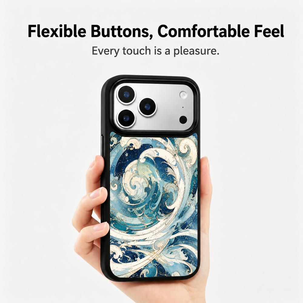Compatible with iPhone 18 Pro & 17 Pro Water Series PC Silicone Magnetic Phone Case - Water Ripples