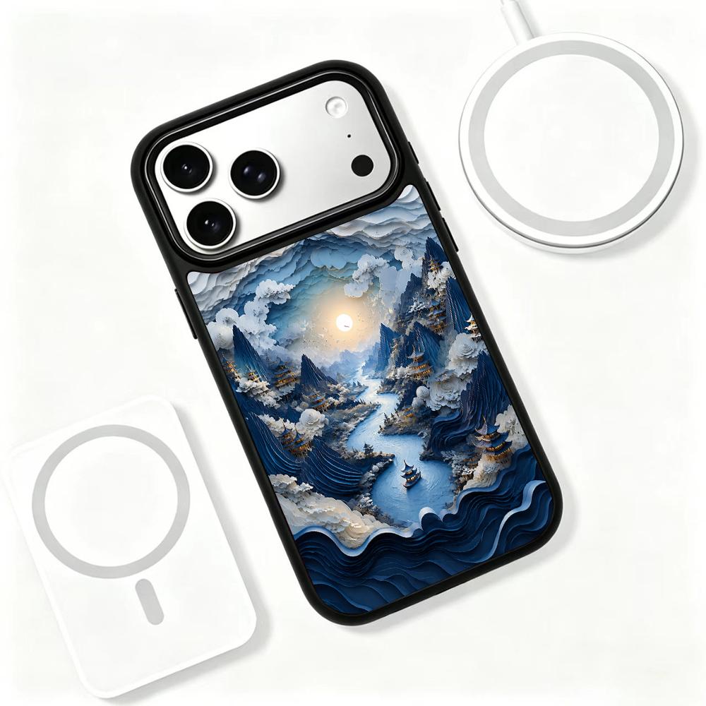 Compatible with iPhone 18 Pro & 17 Pro Water Series PC Silicone Magnetic Phone Case - Water Narcissus River Scenery