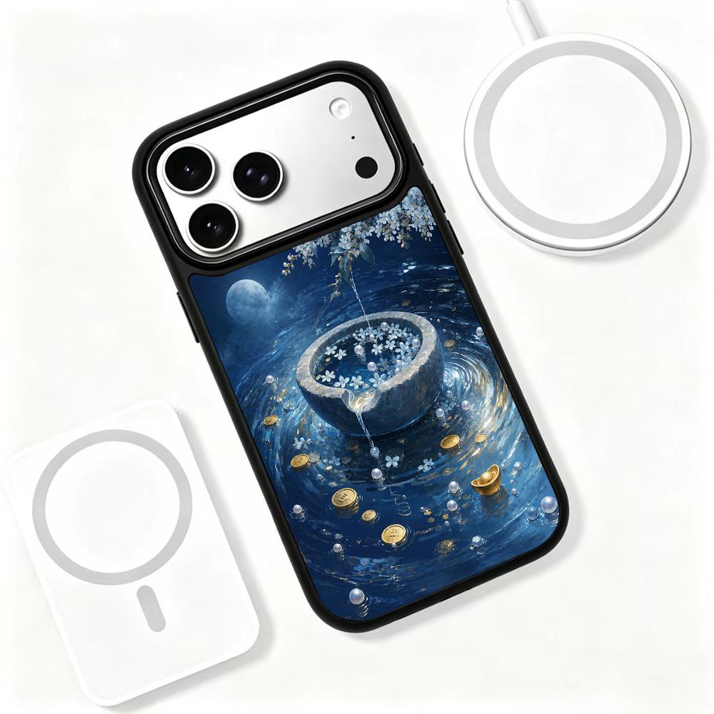 Compatible with iPhone 18 Pro & 17 Pro Water Series PC Silicone Magnetic Phone Case - Water Treasure