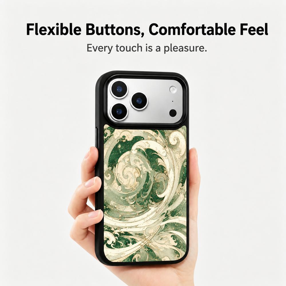 Compatible with iPhone 18 Pro Max & 17 Pro Max Wood Series PC Silicone Magnetic Phone Case - Wood Wave Pattern
