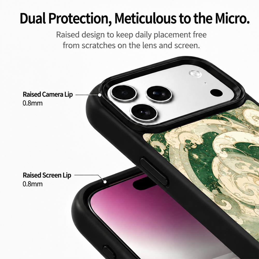 Compatible with iPhone 18 Pro Max & 17 Pro Max Wood Series PC Silicone Magnetic Phone Case - Wood Wave Pattern
