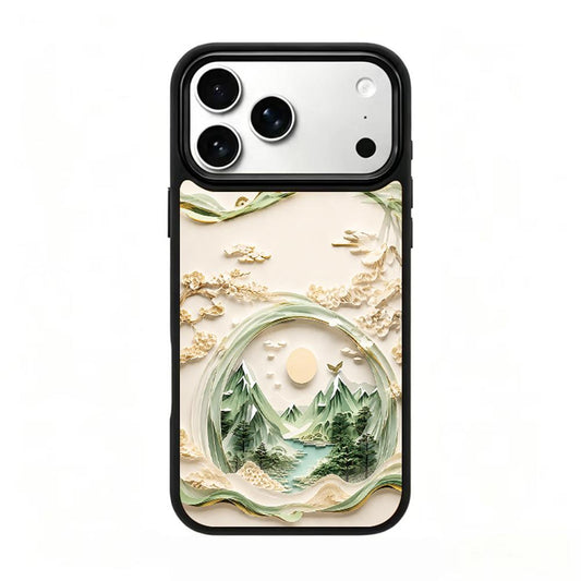 Compatible with iPhone 18 Pro Max & 17 Pro Max Wood Series PC Silicone Magnetic Phone Case - Wood Mountain Vista
