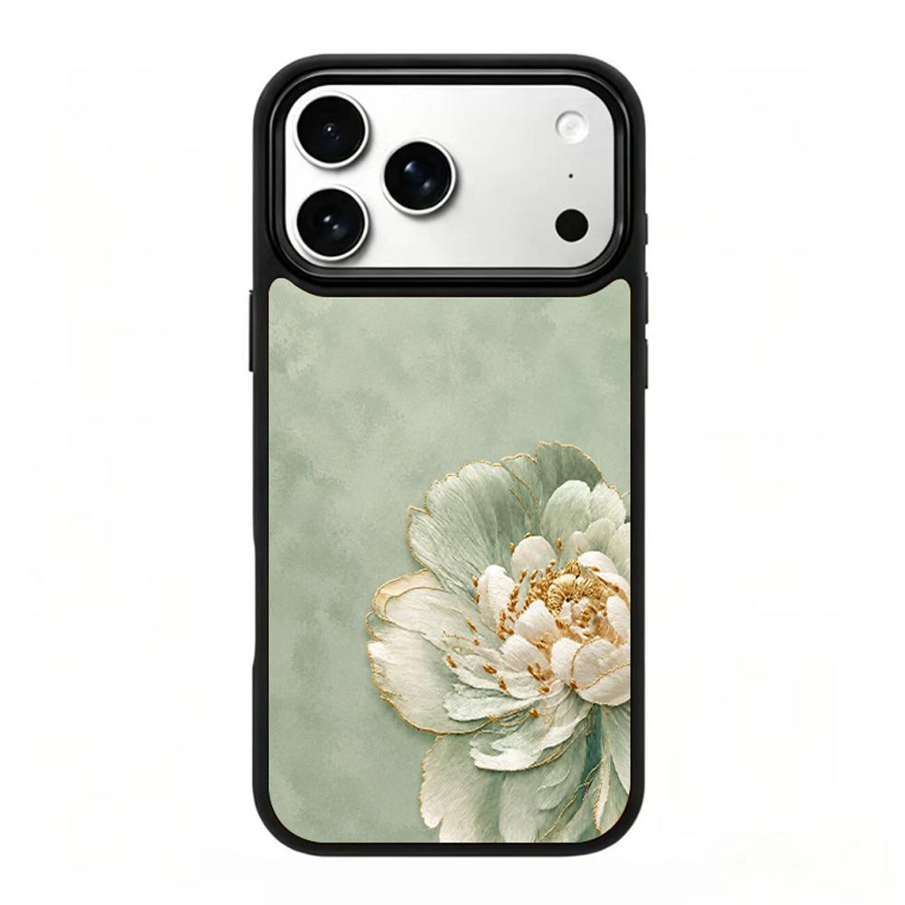 Compatible with iPhone 18 Pro Max & 17 Pro Max Wood Series PC Silicone Magnetic Phone Case - Wood Peony