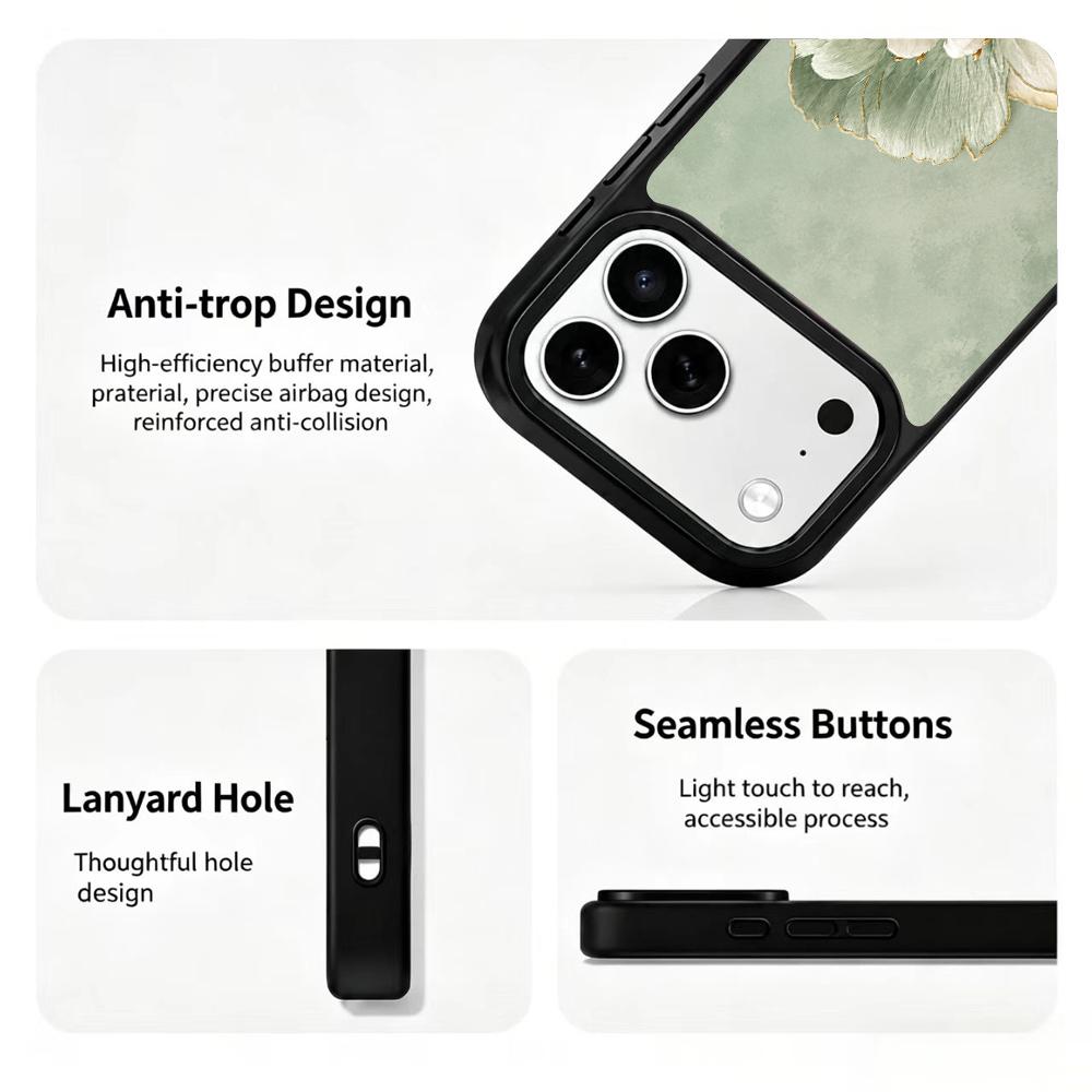 Compatible with iPhone 18 Pro Max & 17 Pro Max Wood Series PC Silicone Magnetic Phone Case - Wood Peony