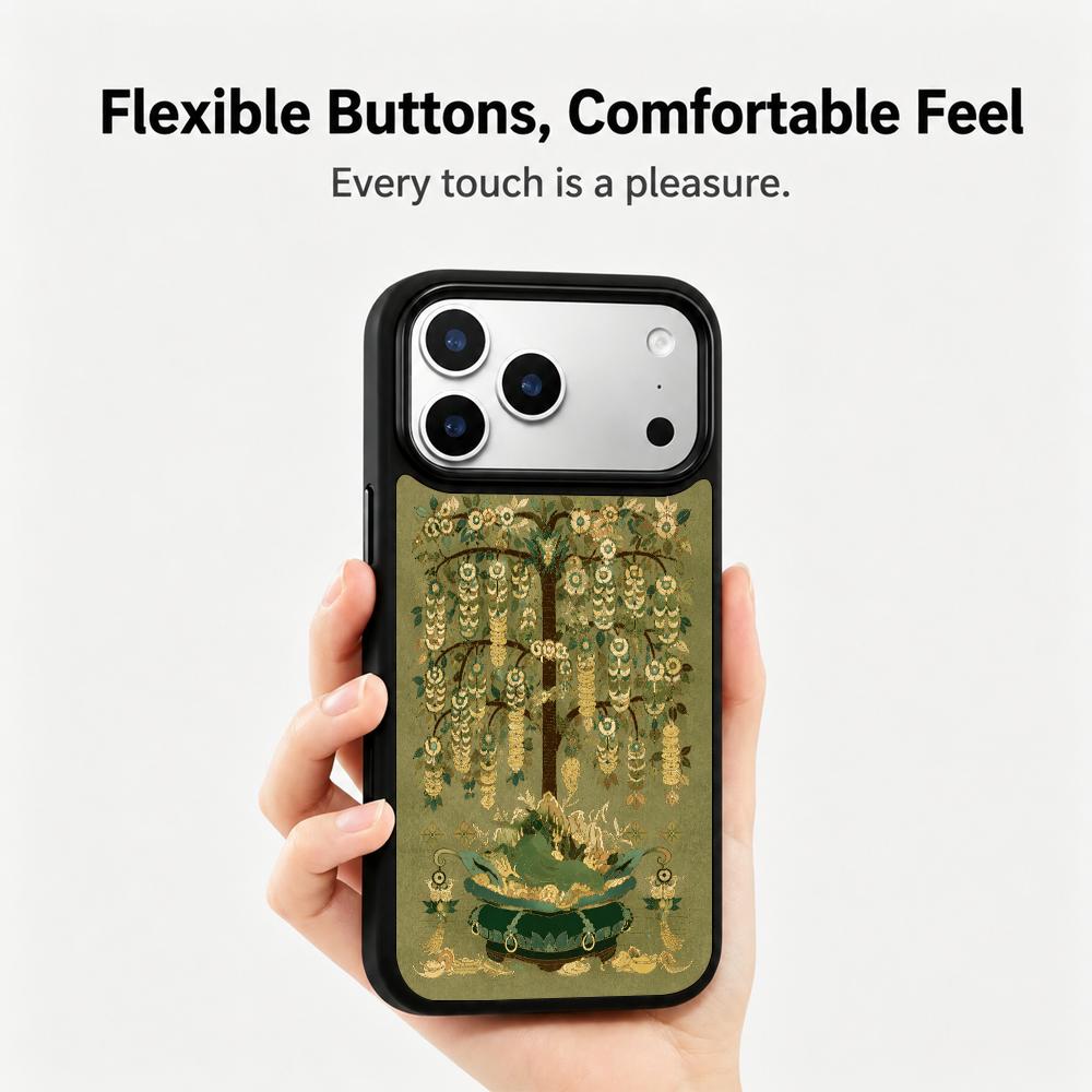 Compatible with iPhone 18 Pro Max & 17 Pro Max Wood Series PC Silicone Magnetic Phone Case - Timber Money Tree