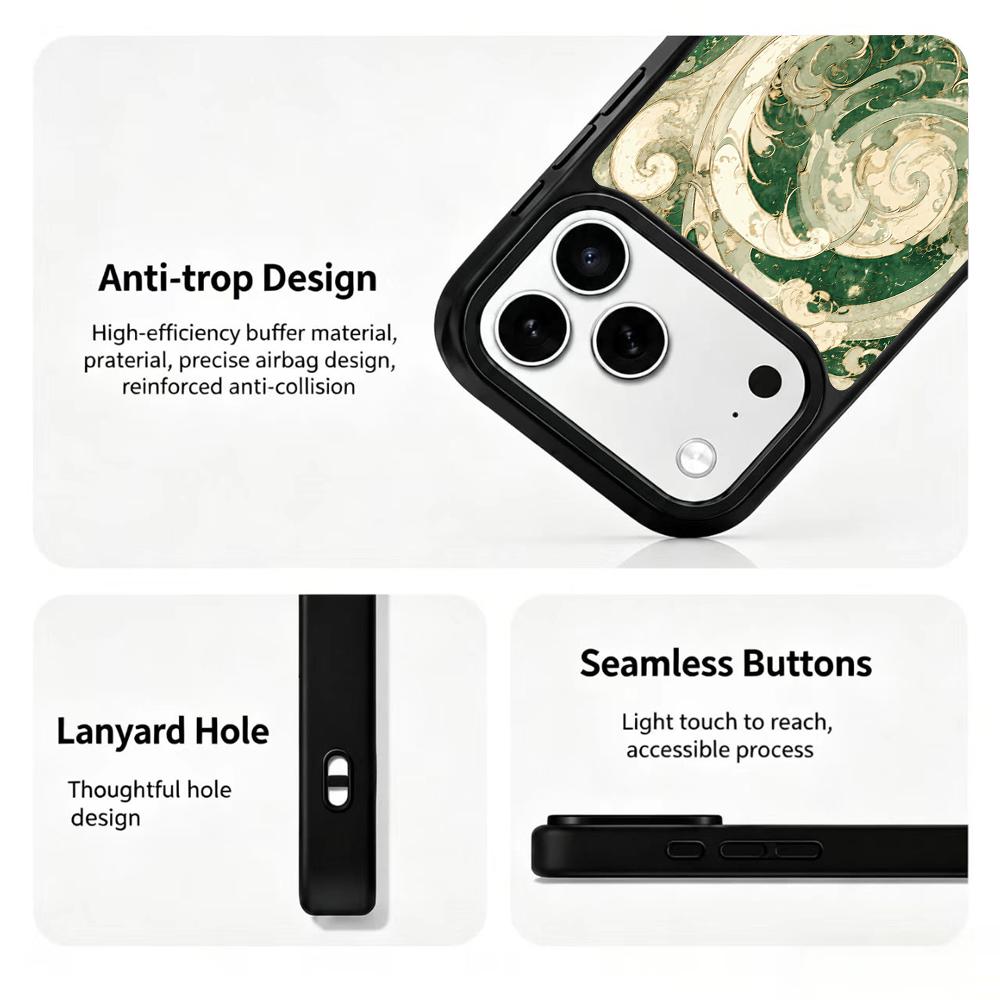 Compatible with iPhone 18 Pro & 17 Pro Wood Series PC Silicone Magnetic Phone Case - Wood Wave Pattern