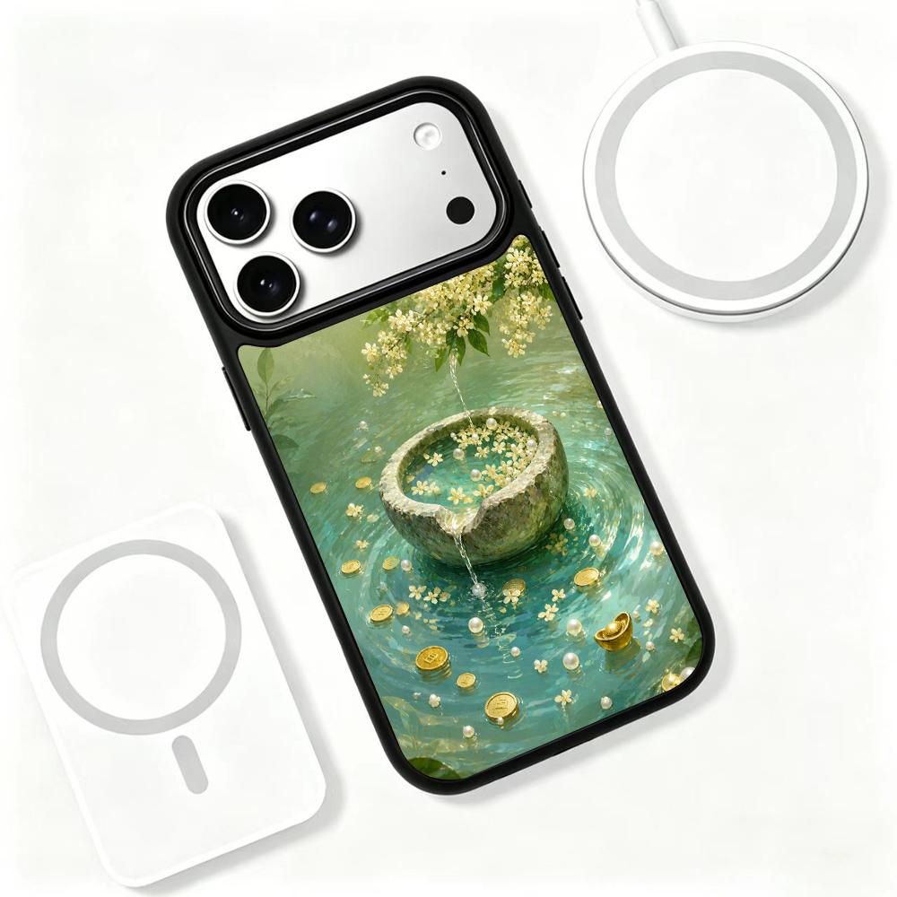 Compatible with iPhone 18 Pro & 17 Pro Wood Series PC Silicone Magnetic Phone Case - Timber Treasure Hoard