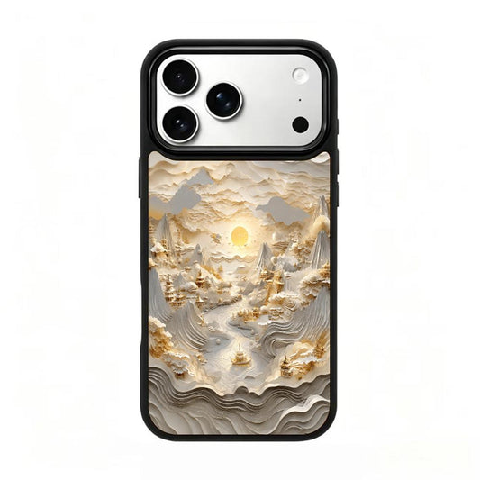 Compatible with iPhone 18 Pro Max & 17 Pro Max Gold Series PC Silicone Magnetic Phone Case - Golden Celestial Stream
