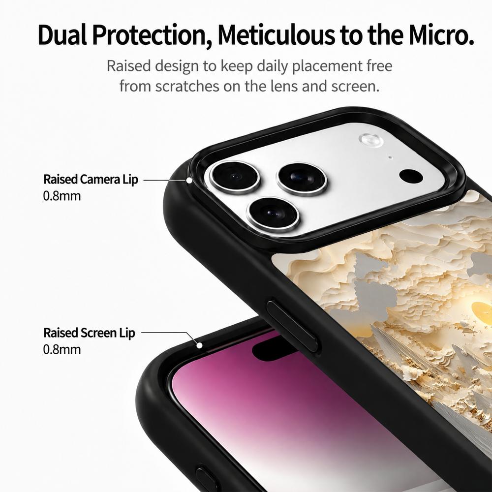 Compatible with iPhone 18 Pro Max & 17 Pro Max Gold Series PC Silicone Magnetic Phone Case - Golden Celestial Stream