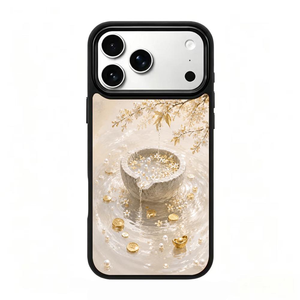Compatible with iPhone 18 Pro Max & 17 Pro Max Gold Series PC Silicone Magnetic Phone Case - Golden Treasure Hoard