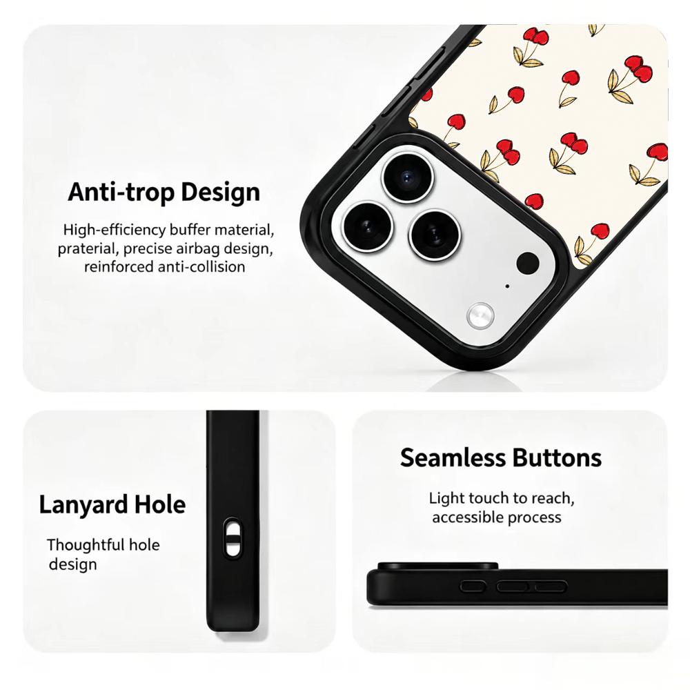 Compatible with iPhone 18 Pro Max & 17 Pro Max Gold Series PC Silicone Magnetic Phone Case - Golden Cherry Blossom