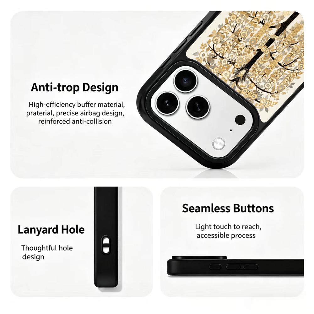 Compatible with iPhone 18 Pro Max & 17 Pro Max Gold Series PC Silicone Magnetic Phone Case - Golden Money Tree