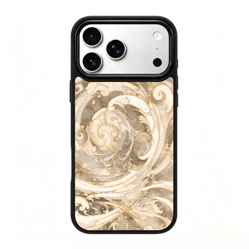 Compatible with iPhone 18 Pro & 17 Pro Gold Series PC Silicone Magnetic Phone Case - Golden Wave Pattern
