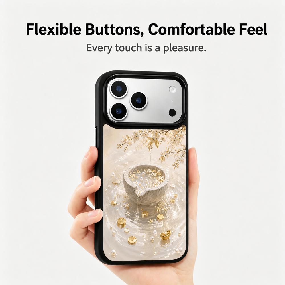 Compatible with iPhone 18 Pro & 17 Pro Gold Series PC Silicone Magnetic Phone Case - Golden Treasure Hoard