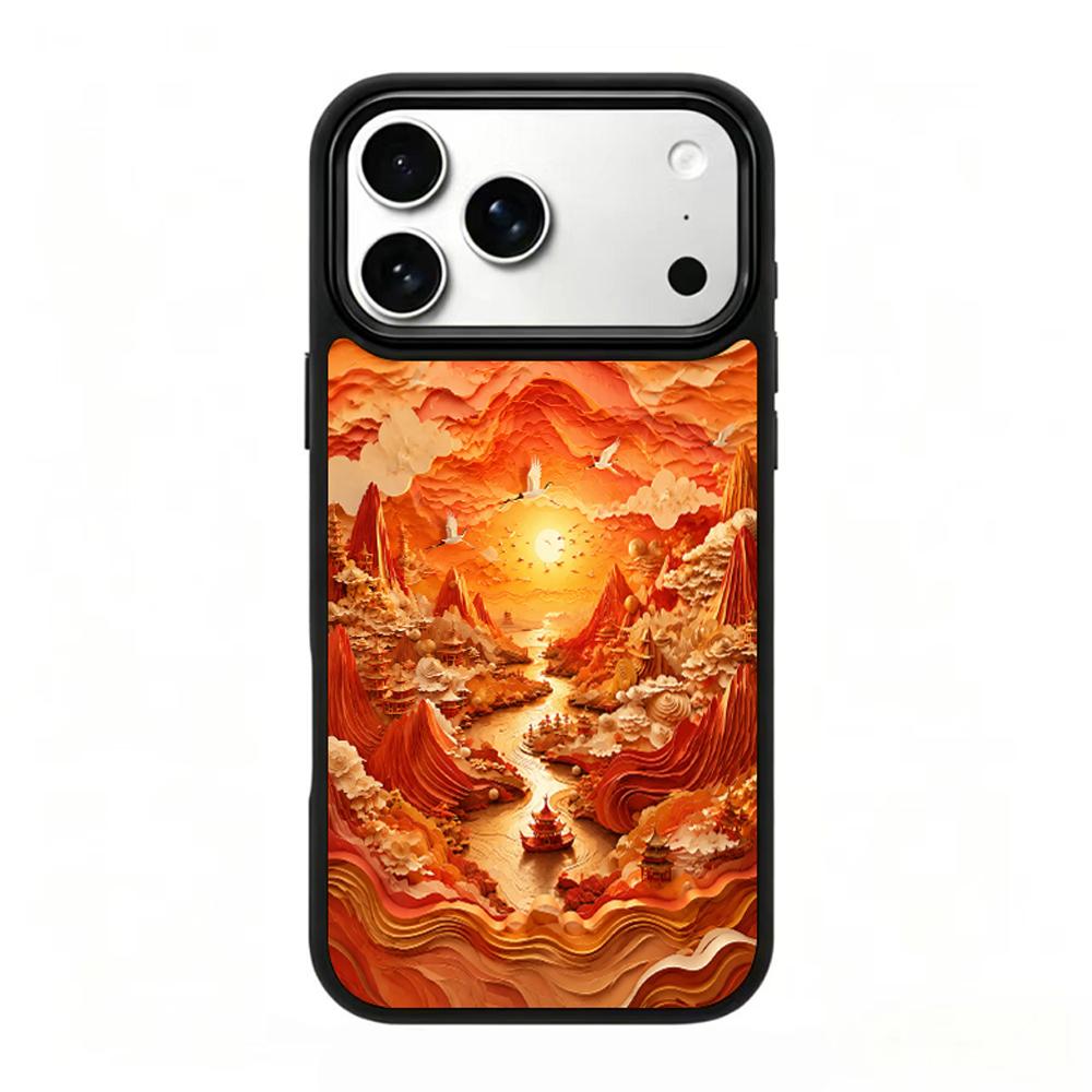 Compatible with iPhone 18 Pro Max & 17 Pro Max Fire Series PC Silicone Magnetic Phone Case - Fiery Celestial Stream