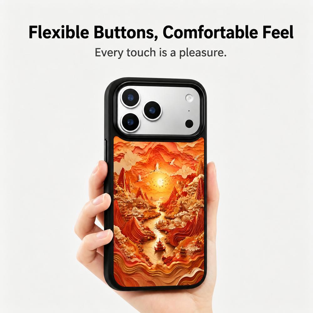 Compatible with iPhone 18 Pro Max & 17 Pro Max Fire Series PC Silicone Magnetic Phone Case - Fiery Celestial Stream