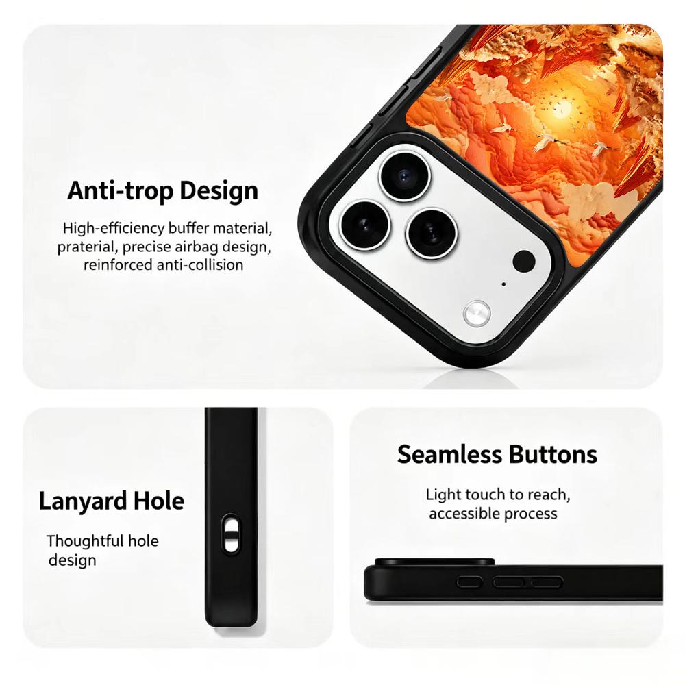 Compatible with iPhone 18 Pro Max & 17 Pro Max Fire Series PC Silicone Magnetic Phone Case - Fiery Celestial Stream