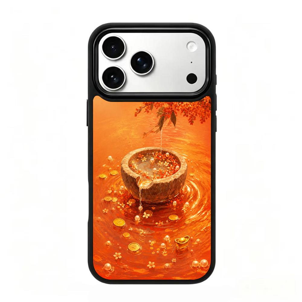 Compatible with iPhone 18 Pro Max & 17 Pro Max Fire Series PC Silicone Magnetic Phone Case - Fiery Treasure Hoard