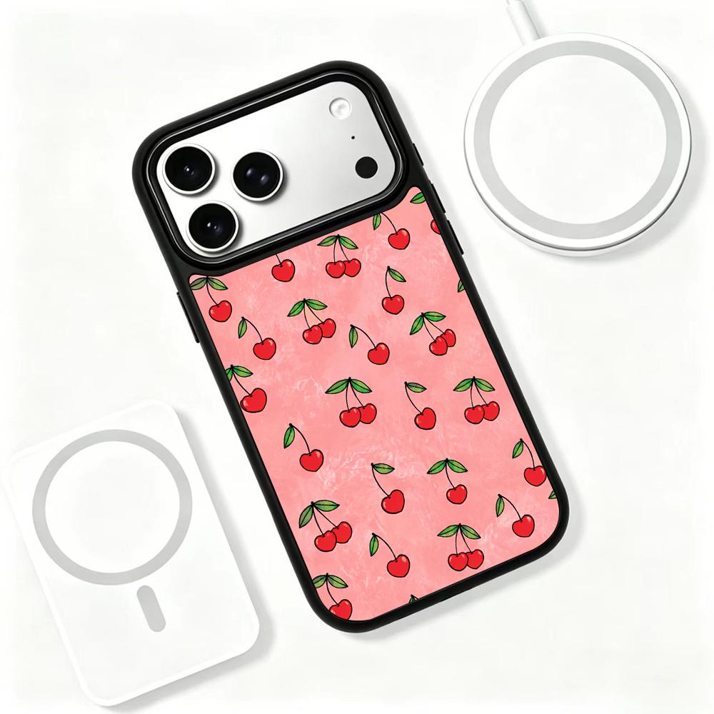 Compatible with iPhone 18 Pro Max & 17 Pro Max Fire Series PC Silicone Magnetic Phone Case - Fire Cherry Blossom
