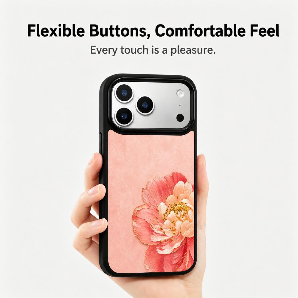 Compatible with iPhone 18 Pro Max & 17 Pro Max Fire Series PC Silicone Magnetic Phone Case - Fire Peony