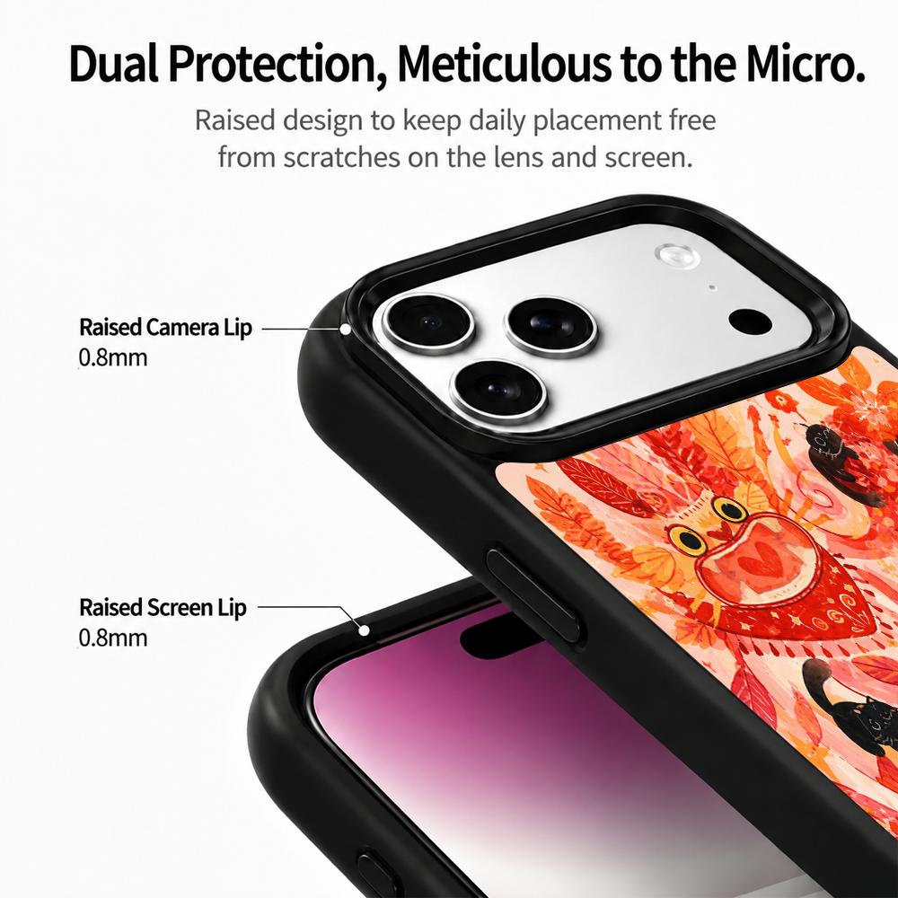 Compatible with iPhone 18 Pro Max & 17 Pro Max Fire Series PC Silicone Magnetic Phone Case - Fiery Black Cat